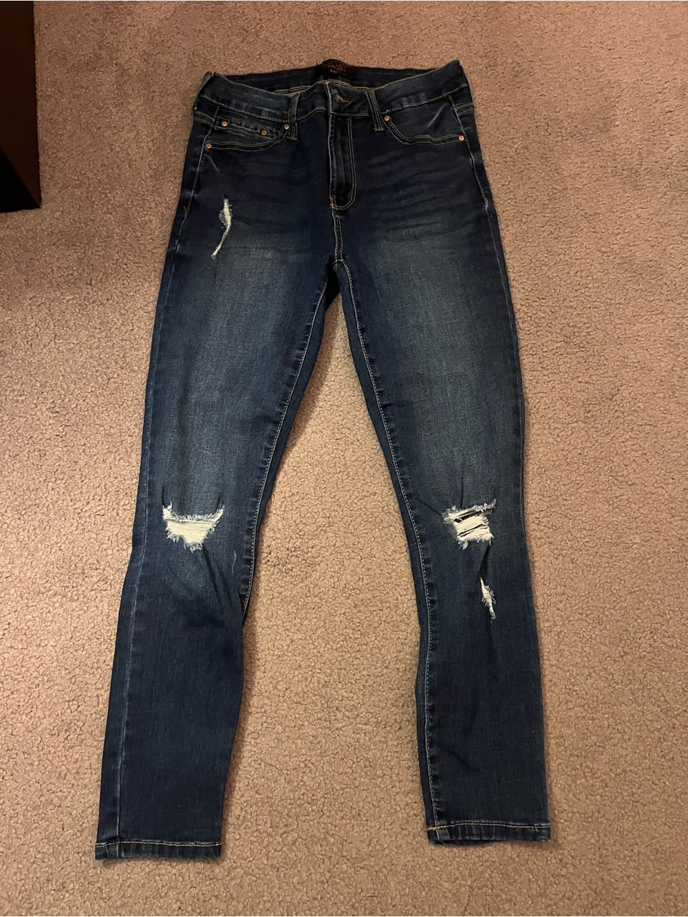 RACHEL Rachel Roy Dark Blue Distressed Skinny Jeans